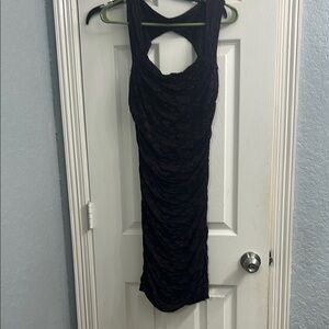 Free People Black Ruched Cut Out Midi Dress SP